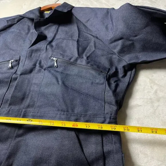 VTG Sears Toughskins Coveralls Men's 42S Blue Denim Deadstock Mechanic Workwear